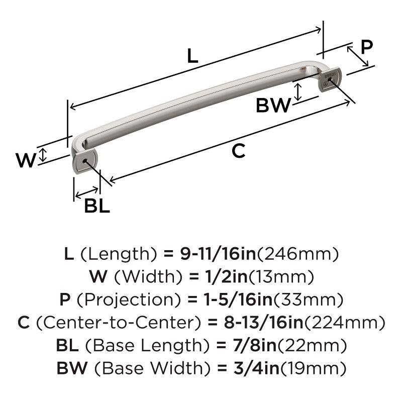 Amerock Surpass 8-13/16 inch (224mm) Center-to-Center Polished Nickel Cabinet Pull