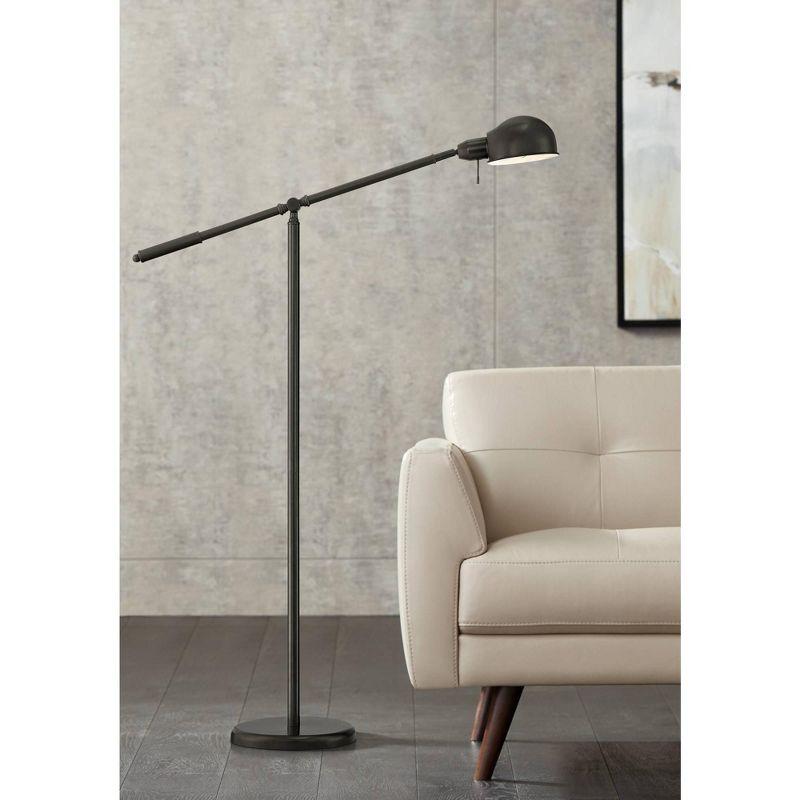 360 Lighting Dawson Traditional Pharmacy Floor Lamp 55" Tall Dark Bronze Metal Adjustable Boom Arm Dome Head for Living Room Reading Bedroom