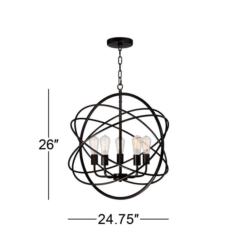 Franklin Iron Works Ellery Bronze Orb Foyer Pendant Chandelier 24 3/4" Wide Modern 5-Light LED Fixture for Dining Room House Kitchen Island Entryway