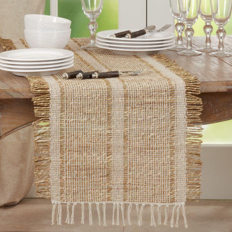 Natural Asiatic Grass and Cotton Fringed Table Runner