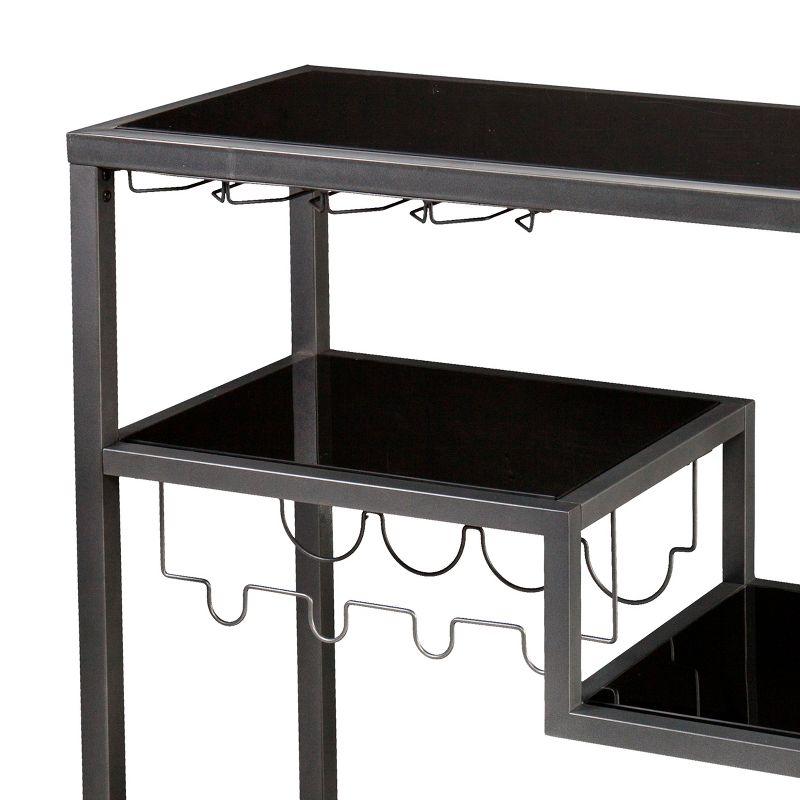 Holly & Martin Zephs Bar Cart - HZ8810 - Gunmetal Gray w/ Black Glass - SEI