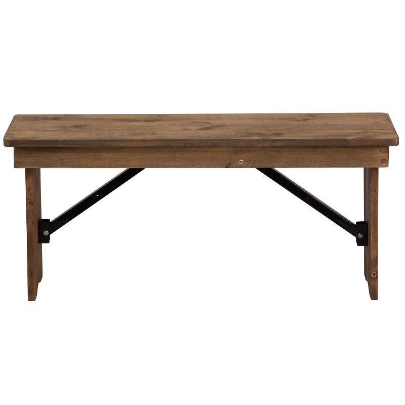 Antique Rustic Solid Pine 42" Folding Farmhouse Bench