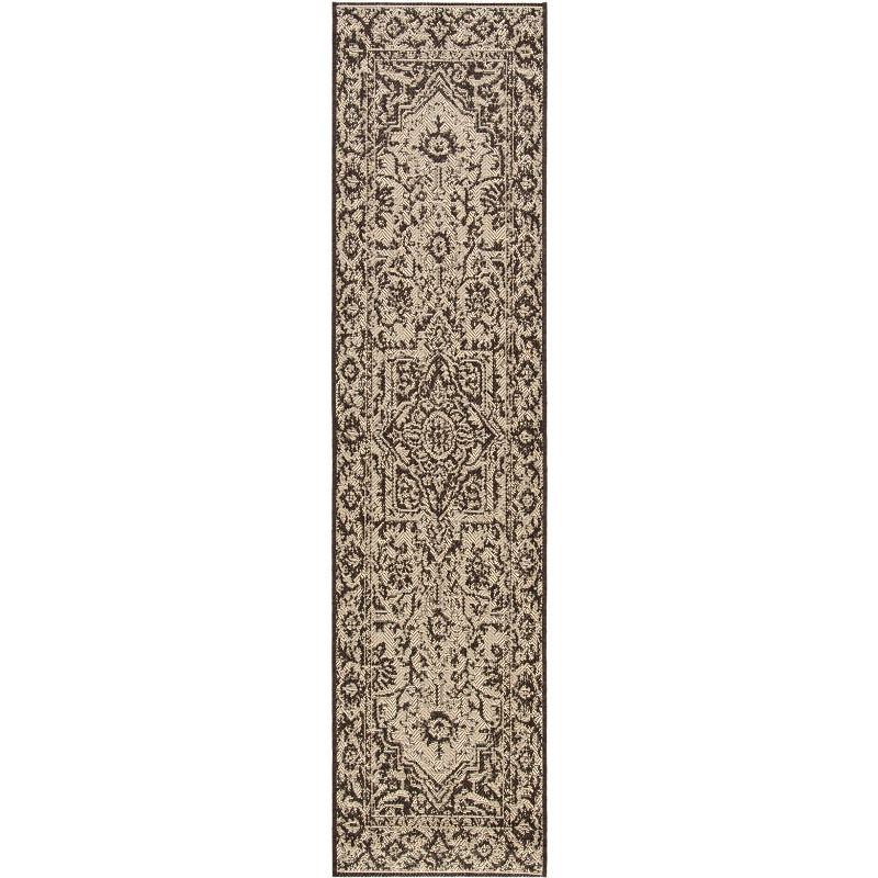 Beach House Cream and Brown Synthetic Non-slip Runner Rug