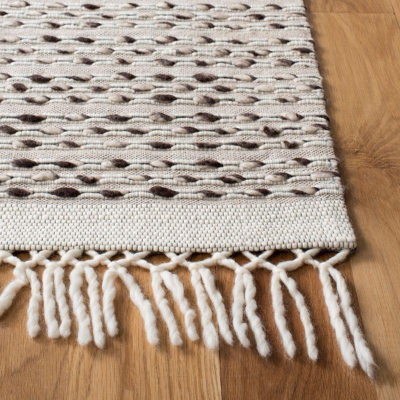 Ivory Hand-Knotted Wool Square Area Rug