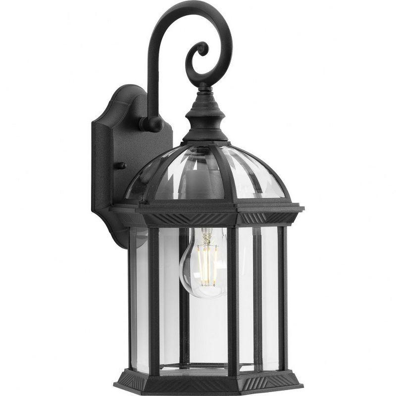 Textured Black Aluminum Outdoor Wall Lantern with Clear Glass