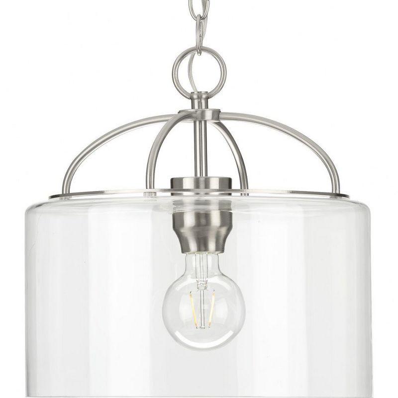 Progress Lighting Leyden 1-Light Brushed Nickel Farmhouse Pendant with Clear Glass Shade