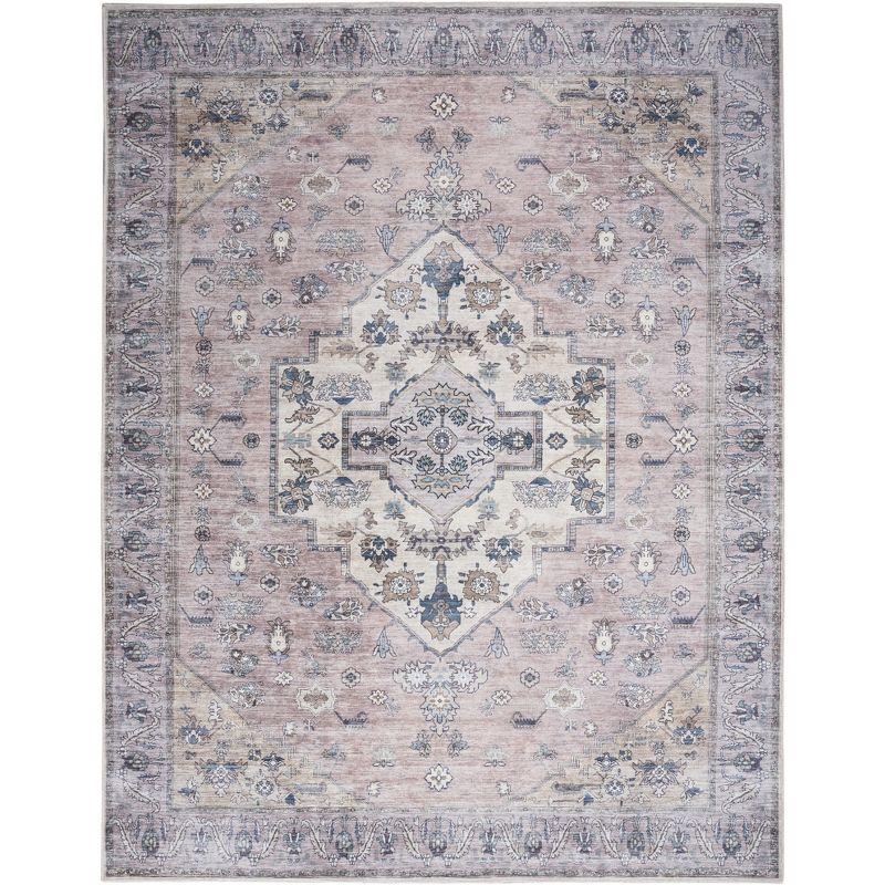 Nourison Washable Brilliance Medallion Indoor Rug Blush 5'3" x 7'3"