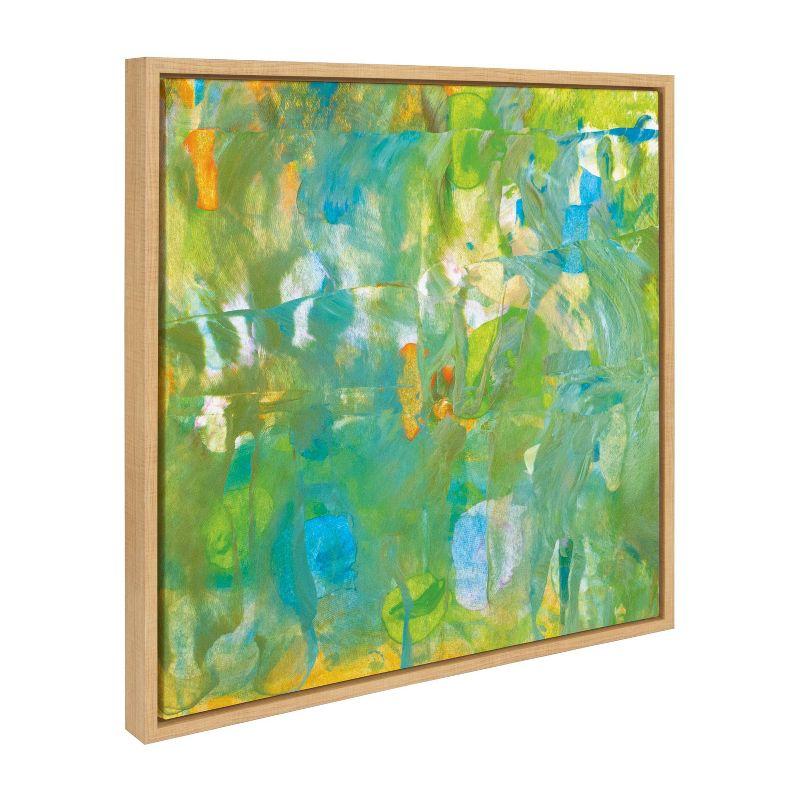 22" x 22" Colorful Abstract Canvas Art in Natural Frame