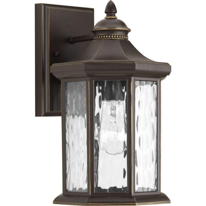 Progress Lighting, Edition, 1-Light Medium Wall Lantern, Antique Bronze, Clear Water Glass, Porcelain Collection