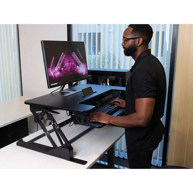 Monoprice Height Adjustable Gas-Spring Dual Handle Sit-Stand 36-Inch Workstation Desk Converter with Keyboard Tray