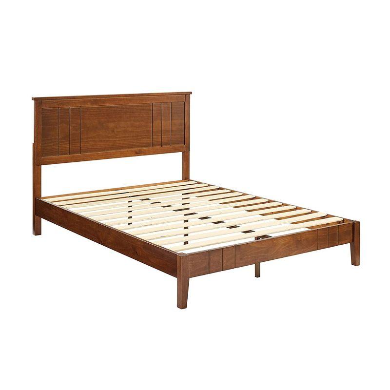 King Mid-Century Modern Pine Platform Bed with Adjustable Headboard