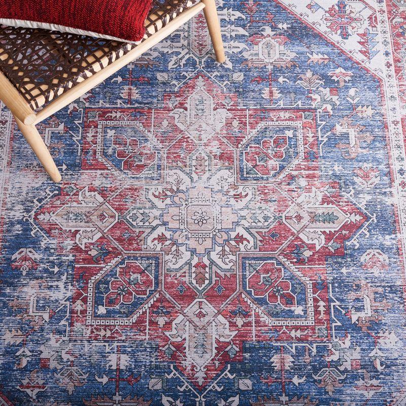 Tucson Vintage Persian TSN102 Power Loomed Machine Washable Skid-Resistant Indoor Area Rug - Navy/Red - 8'x10' - Safavieh