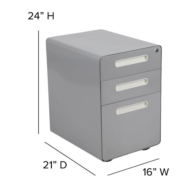 Flash Furniture Ergonomic 3-Drawer Mobile Locking Filing Cabinet with Anti-Tilt Mechanism and Hanging Drawer for Legal & Letter Files