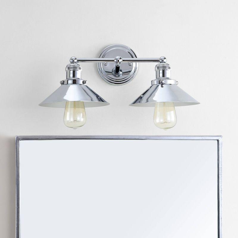 17.5" Metal June Vanity Wall Light Silver - JONATHAN Y: Chrome Finish, Industrial Style, ETL Listed, 2-Light Fixture