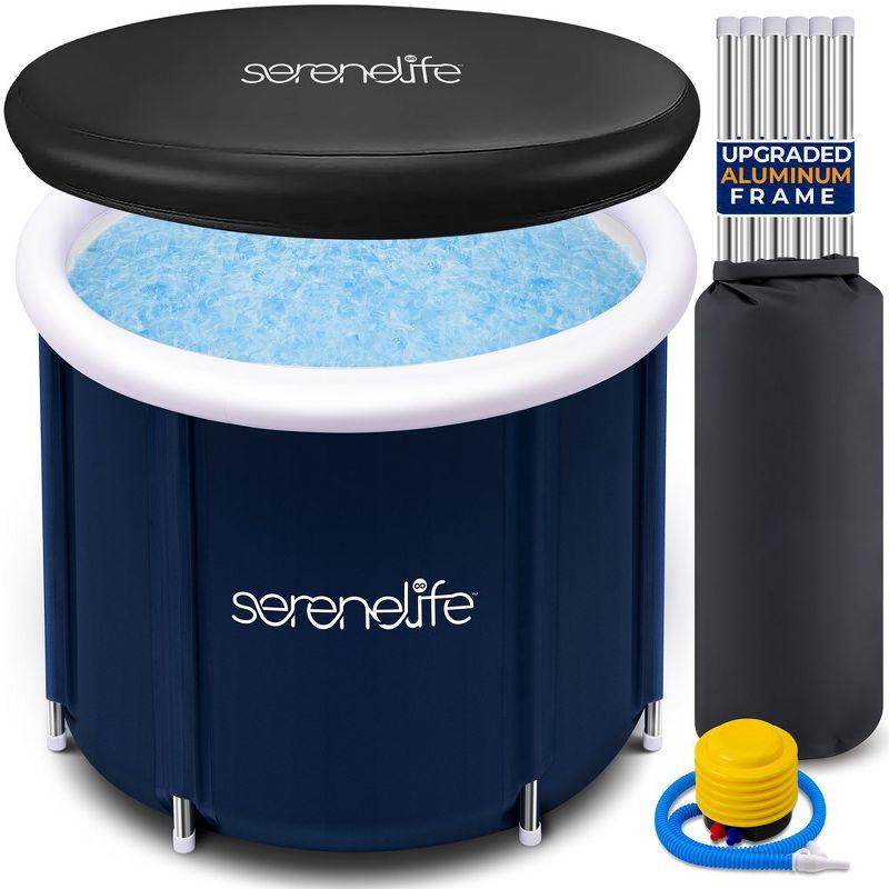 SereneLife Black Inflatable Cold Plunge Tub with Lid