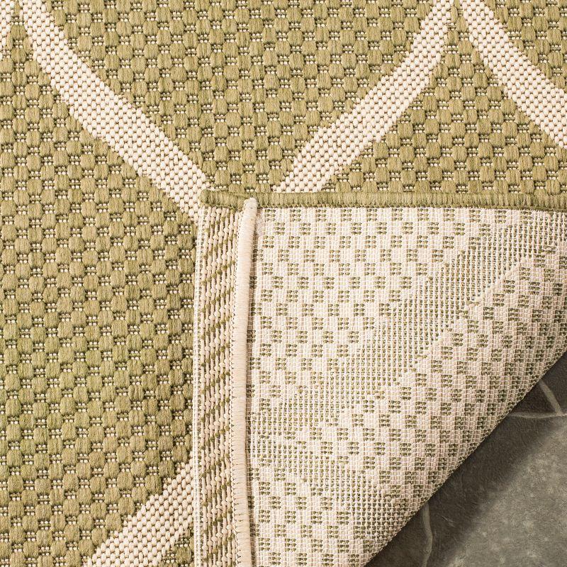 Green and Beige Geometric Indoor/Outdoor Area Rug