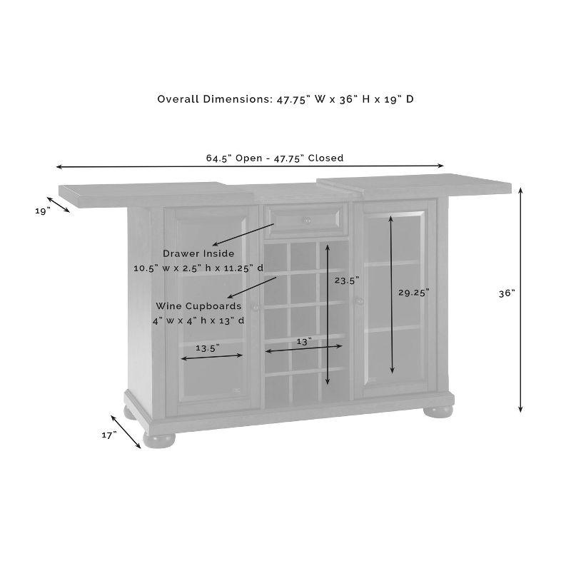 Crosley Alexandria Sliding Top Bar Cabinet Black: Rubberwood Construction, Wine & Glass Storage, Adjustable Shelves