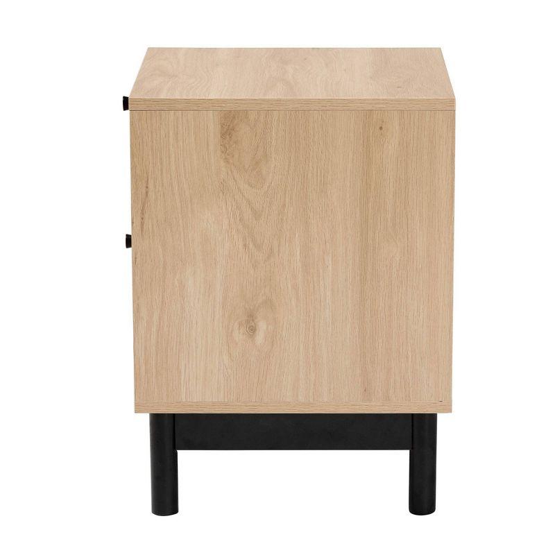 Light Brown and Black Wood End Table with Storage