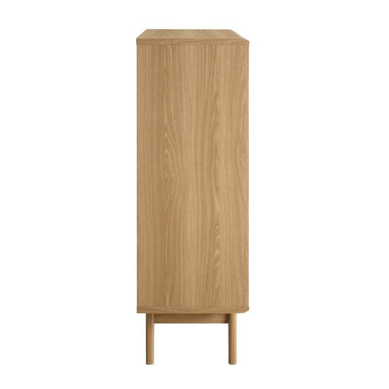 Render 3 Tier Display Storage Cabinet Stand Oak - Modway: Modern Media Console, Vinyl Record Organizer