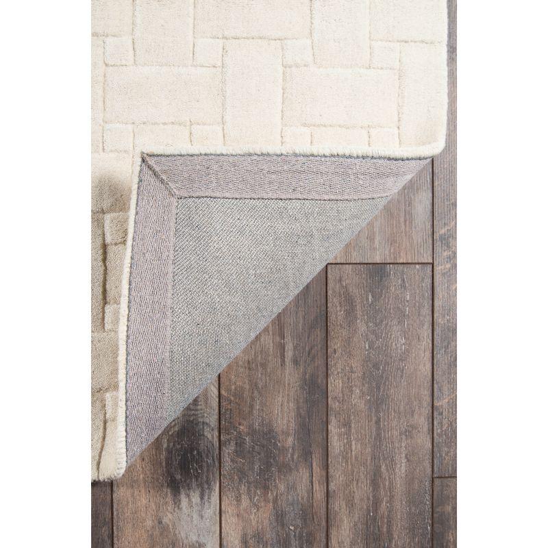 Ivory Basketweave 100% Wool Area Rug 5'x8' - Momeni