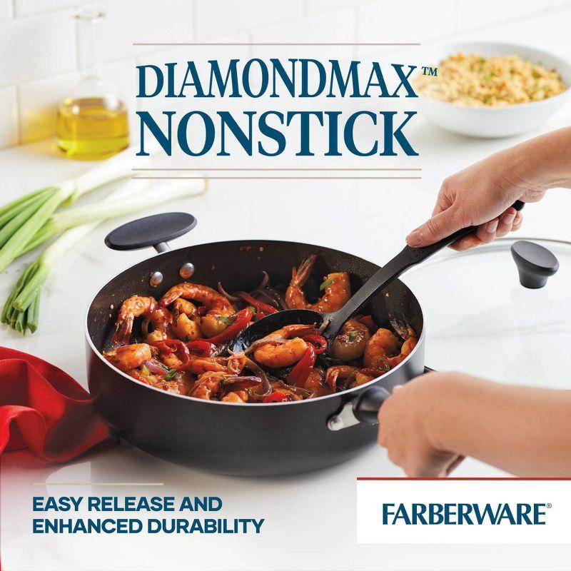 Farberware Reliance 6qt Covered Saute Pan with Helper Handle Black: Nonstick, Glass Lid, Oven & Dishwasher Safe