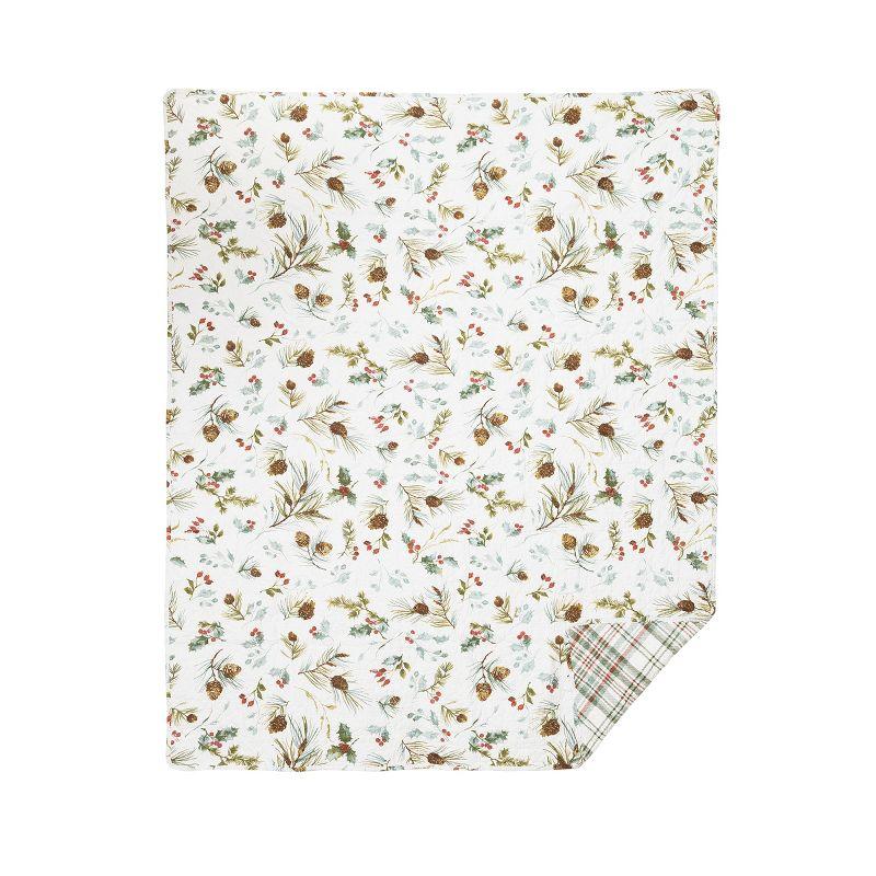 Edith Quilted Holly Botanical Cotton Reversible Throw Blanket