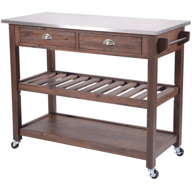 Sonoma 49" Stainless Steel Top Kitchen Cart in Chestnut Wire-Brush