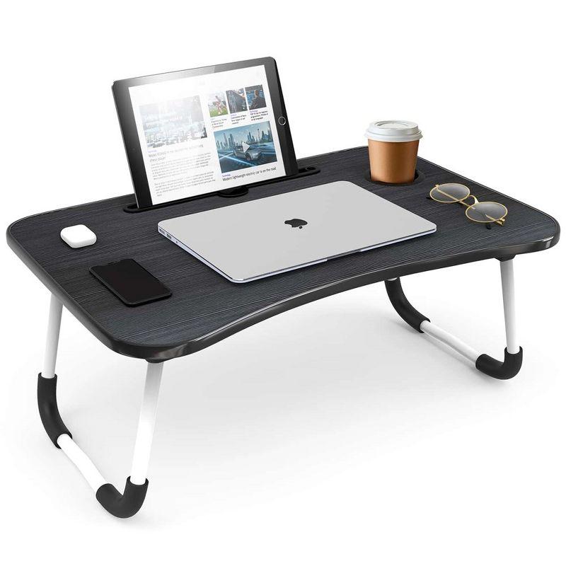 Nestl Large Black Foldable Laptop Desk with Cup Holder