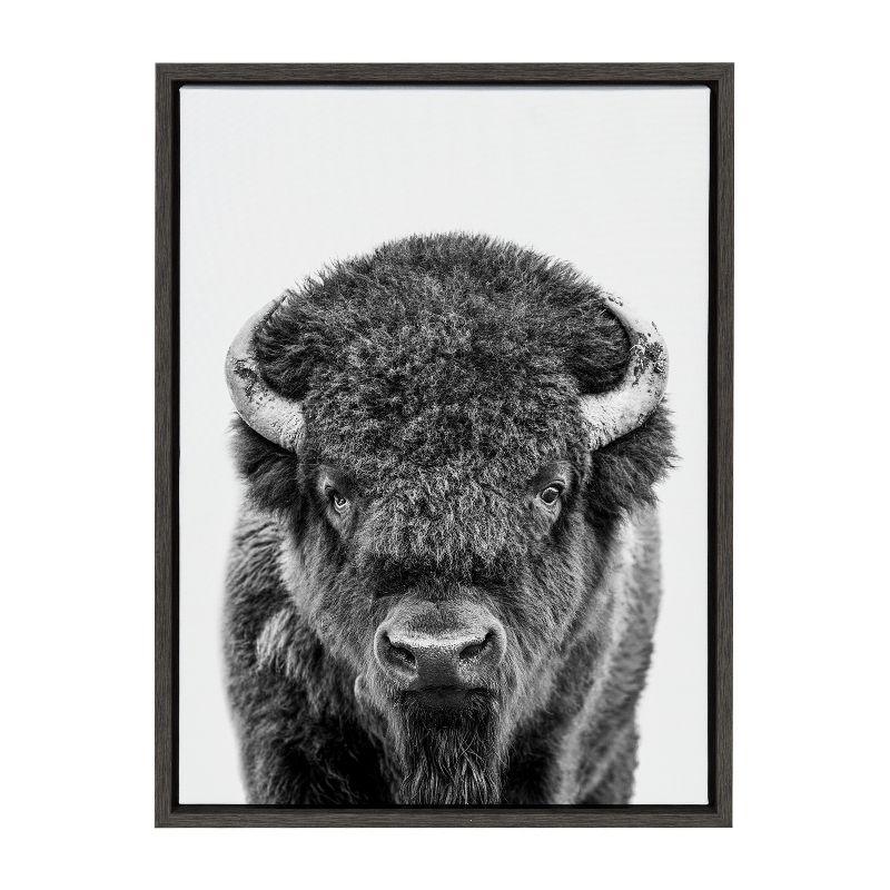 Sylvie Bison Portrait Black and White Frame Canvas by Amy Peterson Gray - Kate & Laurel All Things Decor