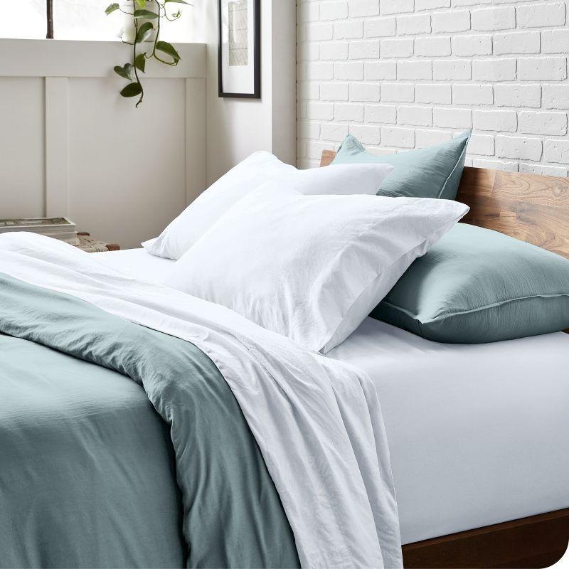 Washed Microfiber White Twin Sheet Set by Bare Home