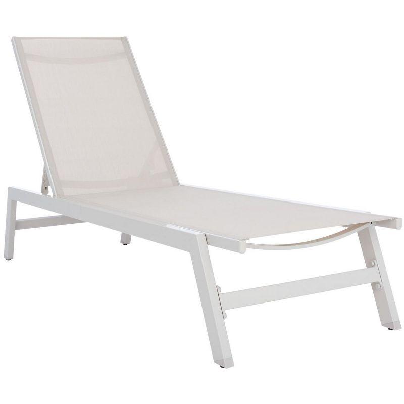 Coastal Breeze Silver and Beige Armless Chaise Lounger with Cushions