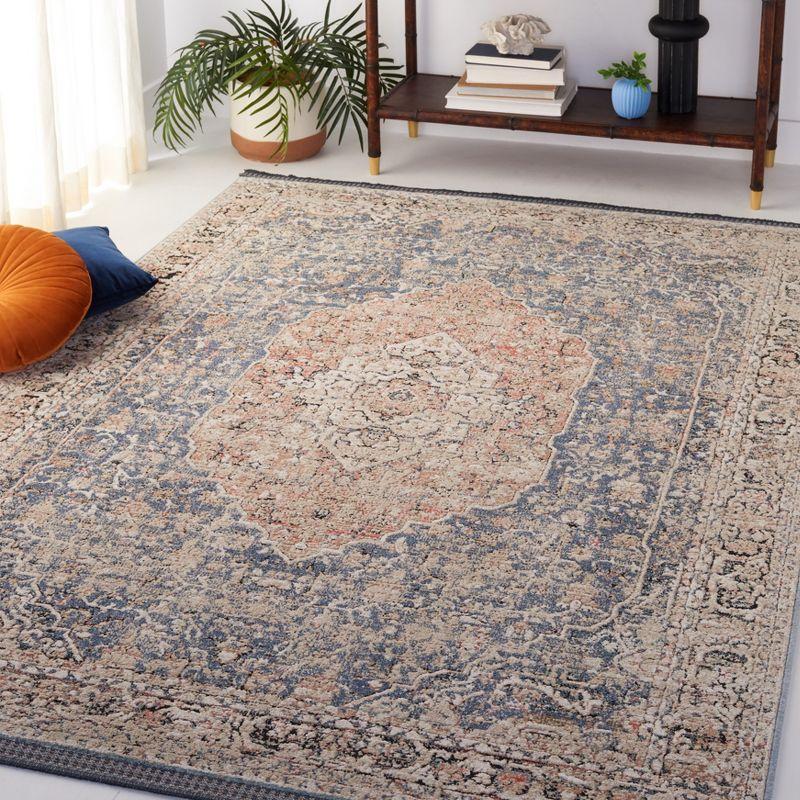 Vivaldi Elegance 4'x6' Blue and Rust Hand-Knotted Area Rug