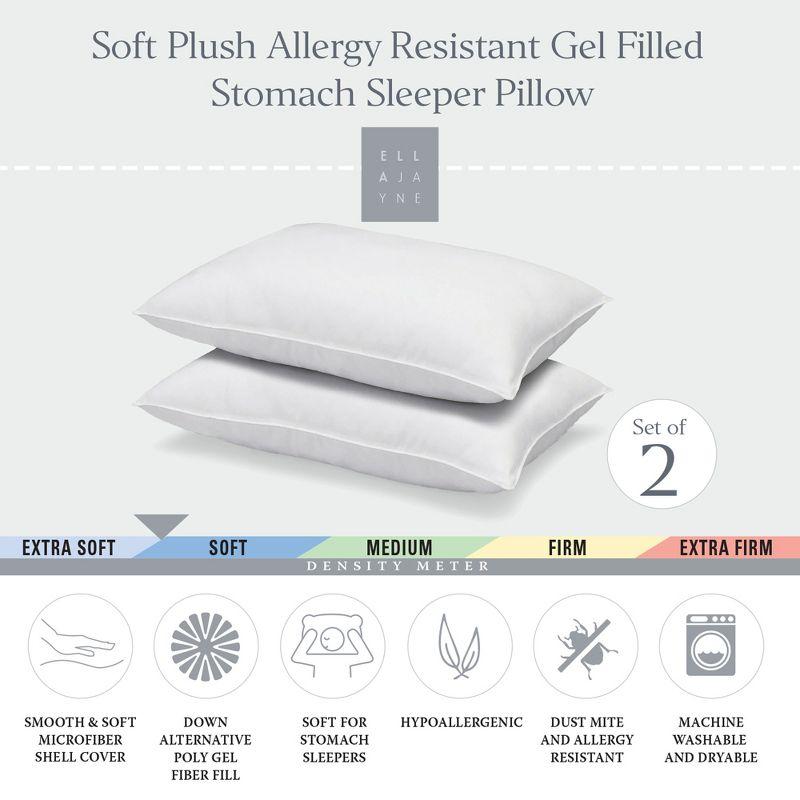 Standard White Hypoallergenic Microfiber Sleeping Pillows, Set of 2