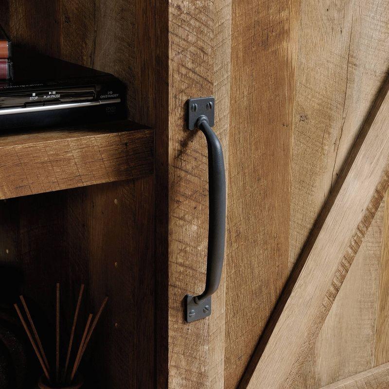 Dakota Pass TV Stand for TVs up to 70" Dark Brown - Sauder: Craftsman Oak Finish, Sliding Doors, Adjustable Storage
