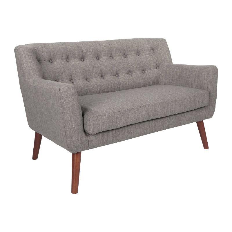 Gray Polyester Loveseat with Coffee Legs