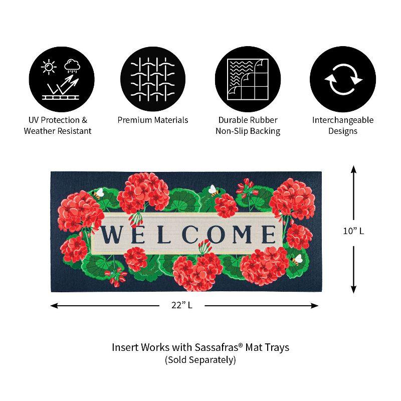 Evergreen Geraniums Welcome Textured Sassafras Indoor Outdoor Switch Doormat 1'10"x10" Multicolored