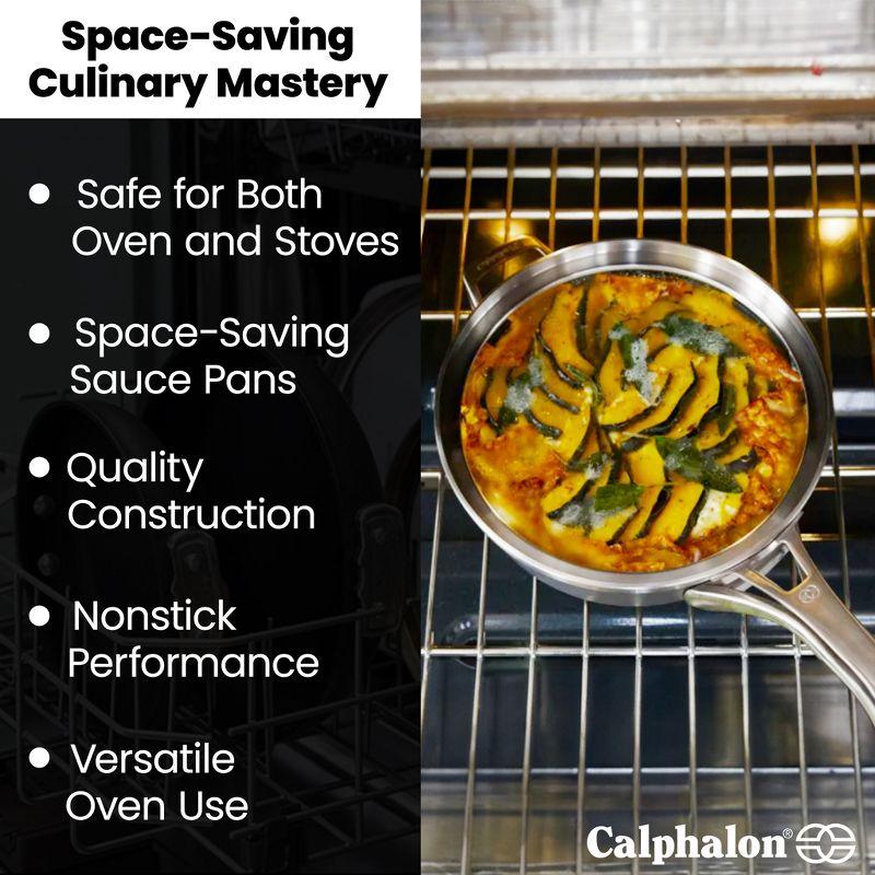 Calphalon Premier Space Saving 1.5 Quart Sauce Pan with Lid, Hard-Anodized Nonstick Cookware w/ MineralShield Technology, Dishwasher & Oven Safe