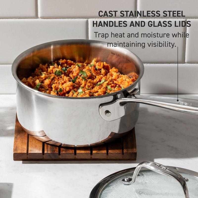 T-fal Pro Tri-Ply Stainless Steel, 10 Piece Cookware Set, Silver