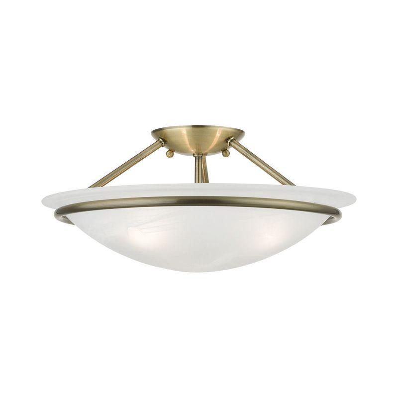 Livex Lighting Newburgh 3 - Light Semi-Flush Mount in  Antique Brass