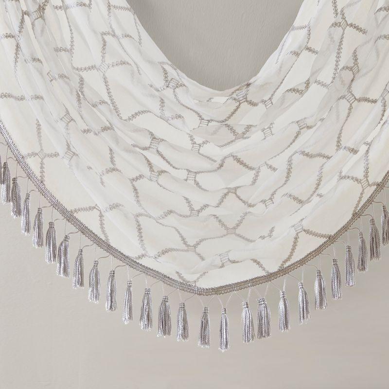Madison Park Irina Diamond Sheer Embroidered Waterfall Valance