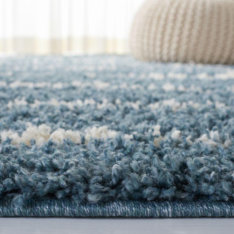 Venus Shag VNS603 Power Loomed Indoor Area Rug - Turquoise/Ivory - 5'3"x7'6" - Safavieh