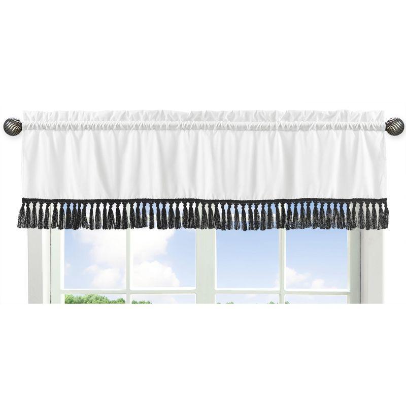 Black and White Boho Stitch Rod Pocket Window Valance