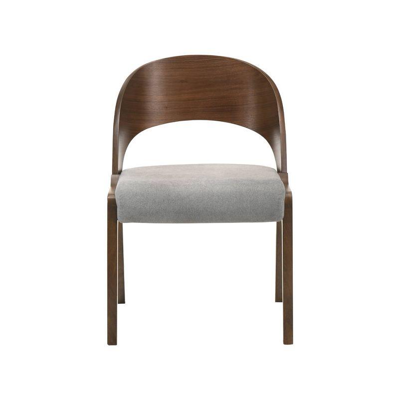 Mid-Century Walnut Finish Gray Upholstered Side Chair