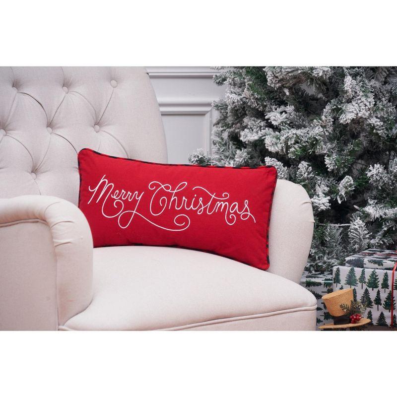 C&F Home 10" x 20" Merry Christmas Applique & Embroidered Small Petite Throw Pillow