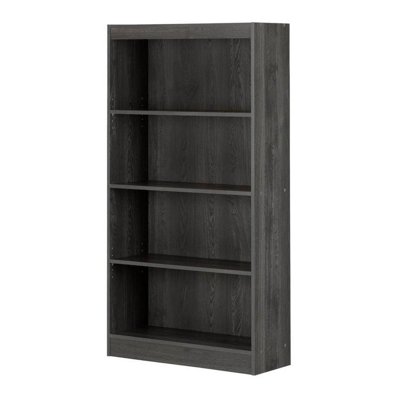 South Shore 56" 4 Shelf Decorative Bookshelf: Gray Oak, Adjustable Laminate Storage