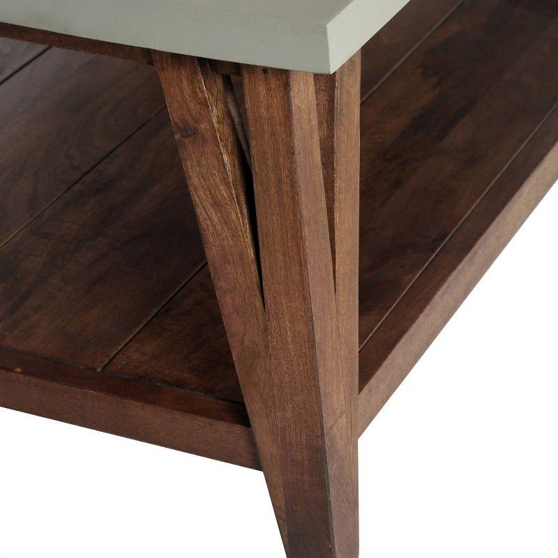 Alaterre Furniture 36" Brookside Coffee Table Concrete Coated Top and Wood Light Gray/Brown: Mid-Century Modern Design, Fixed Shelf