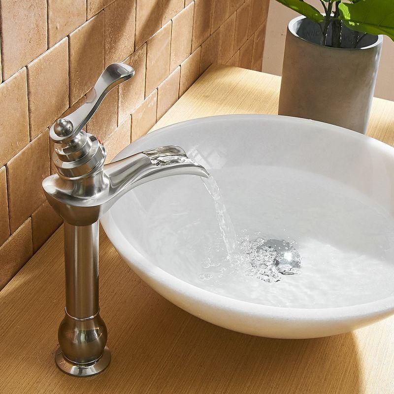 BWE Waterfall Single Hole Single-Handle Vessel Bathroom Faucet With Pop-up Drain Assembly