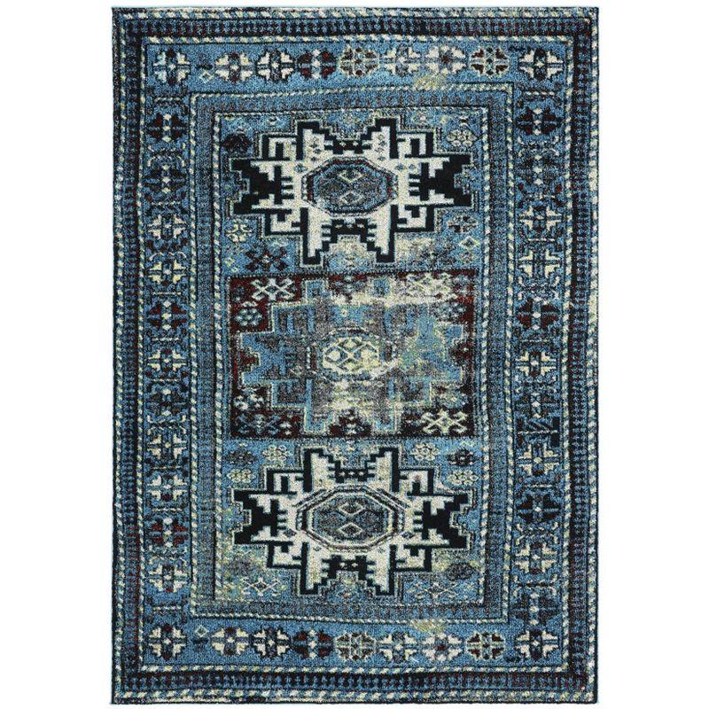 Vintage Hamadan VTH213 Power Loomed Indoor Area Rug - Light Blue/Black - 6'7"x9' - Safavieh