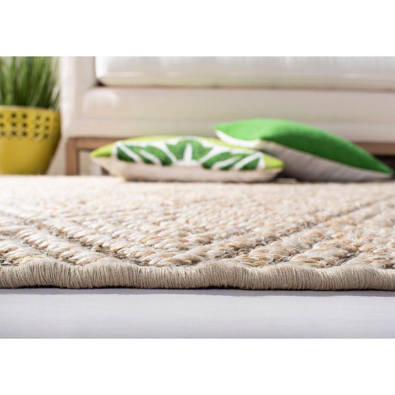 Beige and Brown Geometric Sisal Runner Rug, 2' x 8'