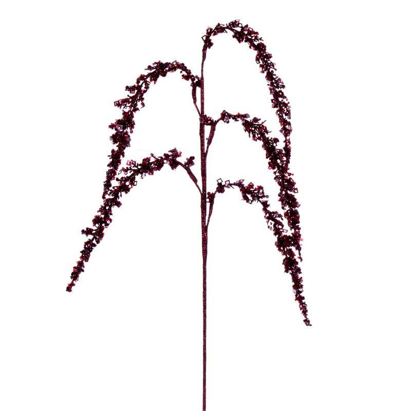 Burgundy Glitter Artificial Christmas Floral Arrangement, 29" Plastic